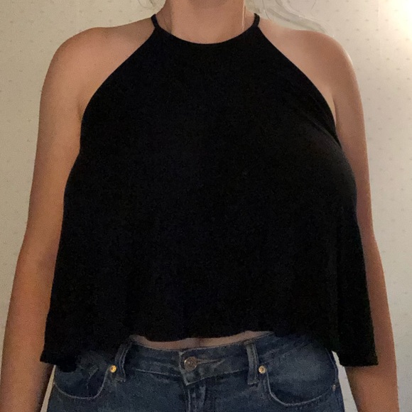 High Neck Crop Black Tank Top - Picture 3 of 4